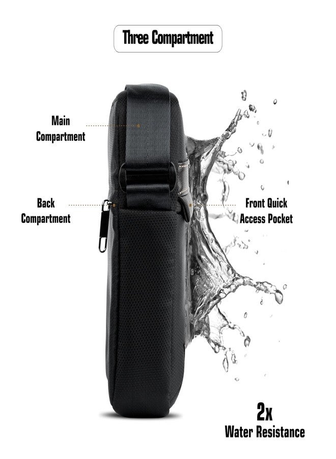 Alison Sling Bag for Men 4L Small Side Bag Stylish Crossbody Bag for 9" iPad Pocket Premium Mobile Bag Polyester Water-Resistant Shoulder Bag for Business Office Casual (Black) - Image 5